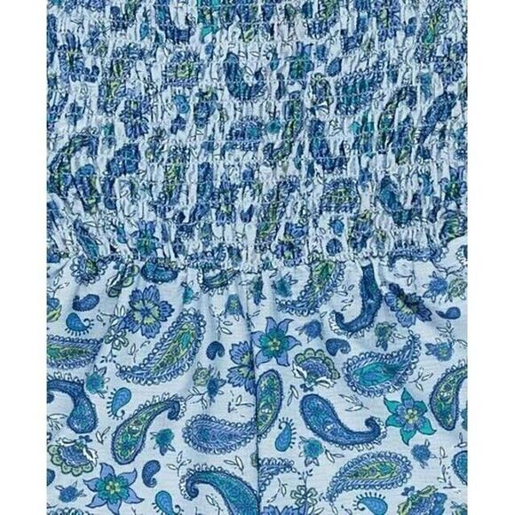 Speechless Big Girls Paisley Print Smocked Romper Sleeveless Light Denim M 8-10 - Picture 3 of 4